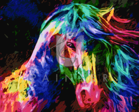 Colors of rainbow. A horse