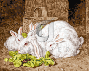 Malowanie po numerach Malowanie po numerach «Alfred Richardson Barber. Cztery białe króliki» фото