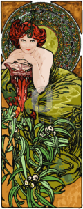 Malowanie po numerach «Alfons Mucha. Kamienie szlachetne. Szmaragd»