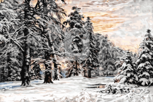 Malowanie po numerach Malowanie po numerach «Anders Andersen-Lundby. Zimowy krajobraz o wczesnym poranku» фото