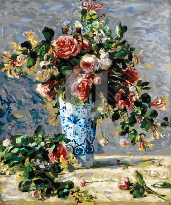 Malowanie po numerach Malowanie po numerach «Auguste Renoir. Róże i jaśmin w wazonie Delft» фото
