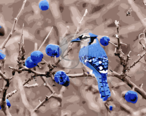 Malowanie po numerach Malowanie po numerach «Ptak na gałęzi borówki» фото