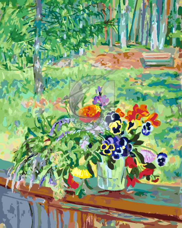 Malowanie po numerach Malowanie po numerach «Boris Kustodijew. Bukiet kwiatów na balkonie» фото