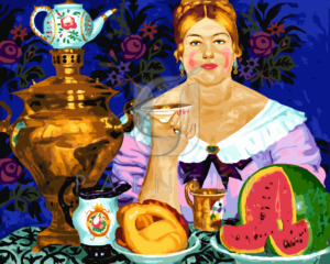 Malowanie po numerach Malowanie po numerach «Boris Kustodijew. Żona kupca pijąca herbatę» фото