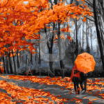 Malowanie po numerach «Kolory jesieni. Deszcz w lesie»