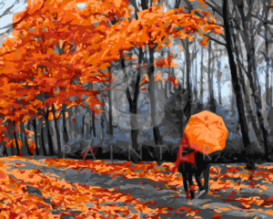 Malowanie po numerach «Kolory jesieni. Deszcz w lesie» фото