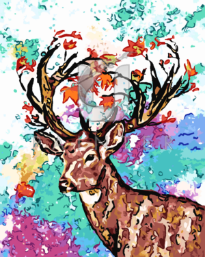 Malowanie po numerach Malowanie po numerach «Kolory tęczy. Jeleń w jesiennym lesie» фото