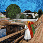 Malowanie po numerach Malowanie po numerach «Edvard Munch. Dziewczęta na moście (1901)»