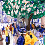 Malowanie po numerach «Edvard Munch. Ulica z kwitnącym kasztanowym drzewem»