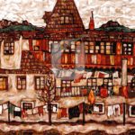 Malowanie po numerach «Egon Schiele. Domy z kolorowym praniem»