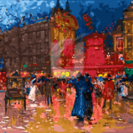 Malowanie po numerach «Eugene Galien-Laloue. Moulin Rouge wieczorem»