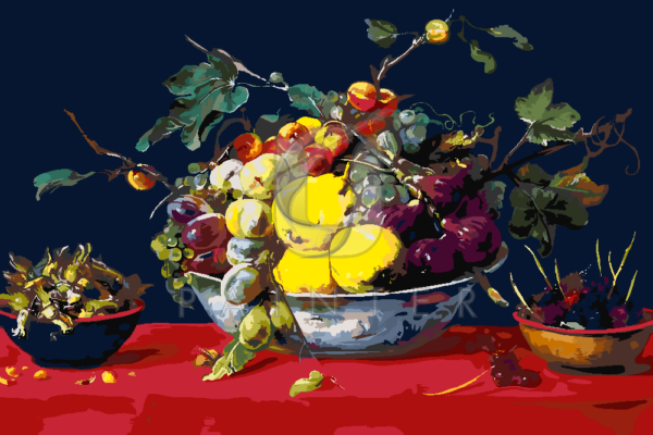 Malowanie po numerach Malowanie po numerach «Frans Snyders. Owoce w misce na czerwonym obrusie» фото