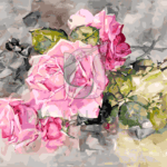 Malowanie po numerach «Franz Bischoff. Różowe i żółte róże»