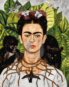 Malowanie po numerach «Frida Kahlo. Autoportret z naszyjnikiem z cierni i kolibrem»