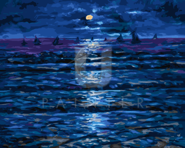 Malowanie po numerach Malowanie po numerach «Giorgio Belloni. Księżyc w pełni na morzu»