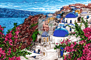 Malowanie po numerach Malowanie po numerach «Grecja. Wyspa Santorini»