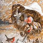 Malowanie po numerach «Harry Bright. Ptaki ogrodowe schraniające się przed śniegiem»