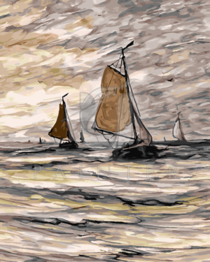 Malowanie po numerach Malowanie po numerach «Hendrik Willem Mesdag. Łodzie rybackie na morzu»