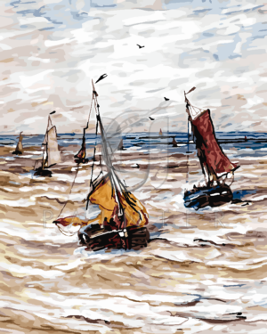 Malowanie po numerach «Hendrik Willem Mesdag. Żaglówki na wzburzonym morzu»