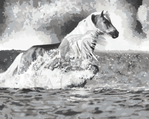 Malowanie po numerach Malowanie po numerach «Koń kąpiący się w morzu» фото