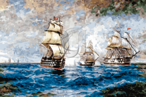Malowanie po numerach Malowanie po numerach «Iwan Ajwazowski. Bryg Merkury atakowany przez dwa tureckie okręty» фото