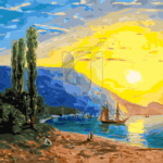 Malowanie po numerach «Iwan Ajwazowski. Zachód słońca w Jałcie»