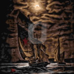 Malowanie po numerach «James Gale Tyler. Statki w świetle księżyca»