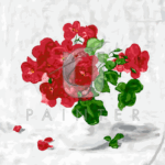 Malowanie po numerach «James Stuart Park. Czerwone róże na białym tle»