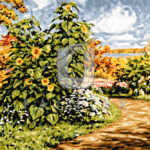 Malowanie po numerach «Johan Krouthén. Kwitnący ogród z słonecznikami»