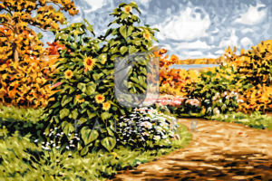 Malowanie po numerach Malowanie po numerach «Johan Krouthén. Kwitnący ogród z słonecznikami» фото
