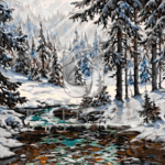 Malowanie po numerach «Karl Hauptmann. Ośnieżone jodły»