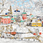 Malowanie po numerach «Konstantin Gorbatov. Widok na klasztor Świętej Trójcy»