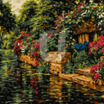 Malowanie po numerach «Louis Aston Knight. Pnące róże nad rzeką»