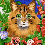 Malowanie po numerach Malowanie po numerach «Louis Wain. Kot wśród kwiatów»