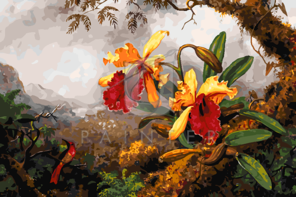 Malowanie po numerach Malowanie po numerach «Martin Johnson Heade. Orchidee i kolibry»