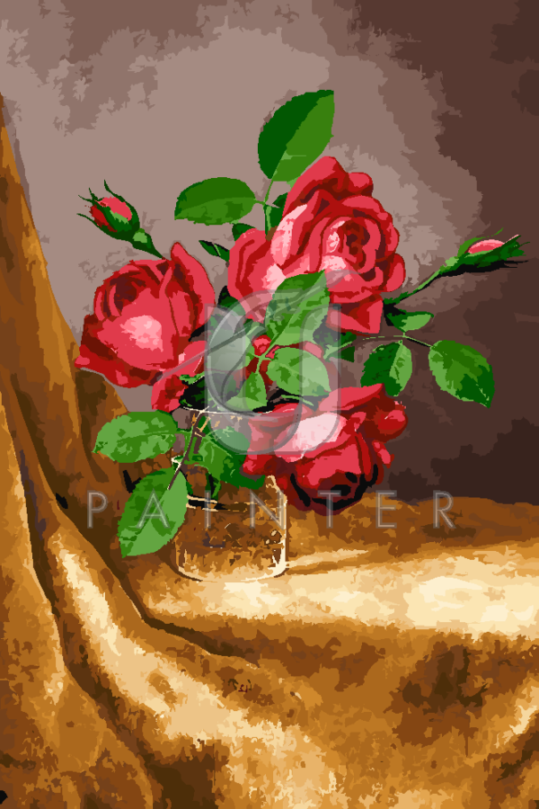 Malowanie po numerach Malowanie po numerach «Martin Johnson Heade. Czerwone róże w kryształowej czarze» фото