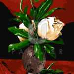 Malowanie po numerach «Martin Johnson Heade. Dwa kwiaty magnolii w szklanym wazonie»