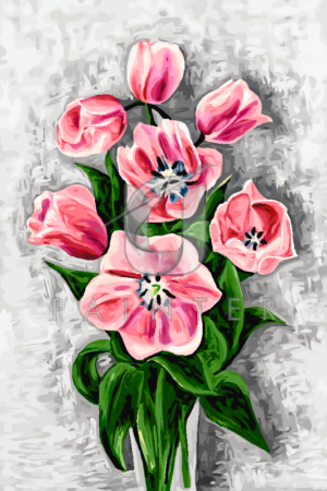 Malowanie po numerach Malowanie po numerach «Mojżesz Kisling. Wazon z różowymi tulipanami»