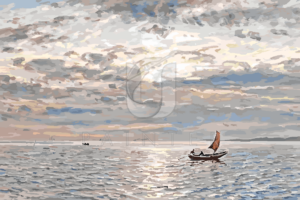 Malowanie po numerach Malowanie po numerach «Nielsen Amaldus. Wieczorny widok na morze z fjordu»