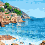 Malowanie po numerach «Nikołaj Bogdanow-Bielski. Południowy krajobraz morski»