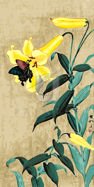Malowanie po numerach Malowanie po numerach «Ohara Koson. Motyl i lilia»