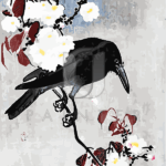 Malowanie po numerach «Ohara Koson.  Kruk na gałęzi»