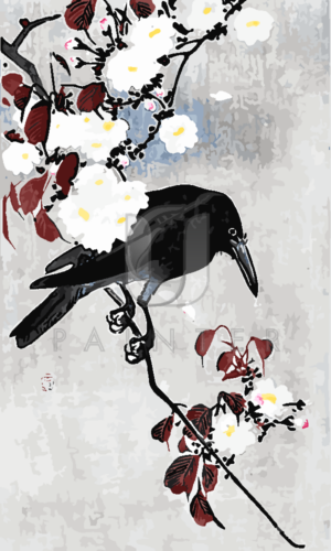 Malowanie po numerach Malowanie po numerach «Ohara Koson.  Kruk na gałęzi» фото