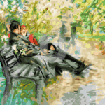 Malowanie po numerach «Paul Cornoyer. Para na ławce w parku»