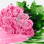 Malowanie po numerach «Różowe róże. Odzwierciedlenie»