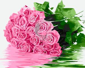 Malowanie po numerach Malowanie po numerach «Różowe róże. Odzwierciedlenie» фото