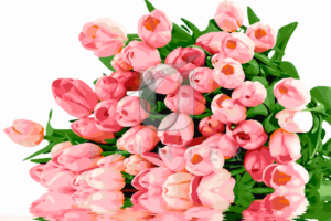 Malowanie po numerach Malowanie po numerach «Bukiet różowych tulipanów. Odzwierciedlenie» фото