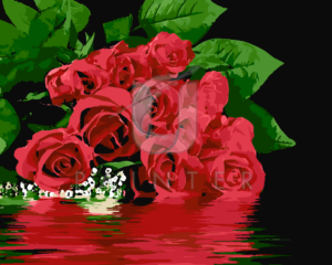 Malowanie po numerach Malowanie po numerach «Bukiet czerwonych róż. Odzwierciedlenie» фото