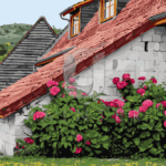 Malowanie po numerach «Krzewy róż obok domu»