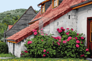 Malowanie po numerach Malowanie po numerach «Krzewy róż obok domu» фото